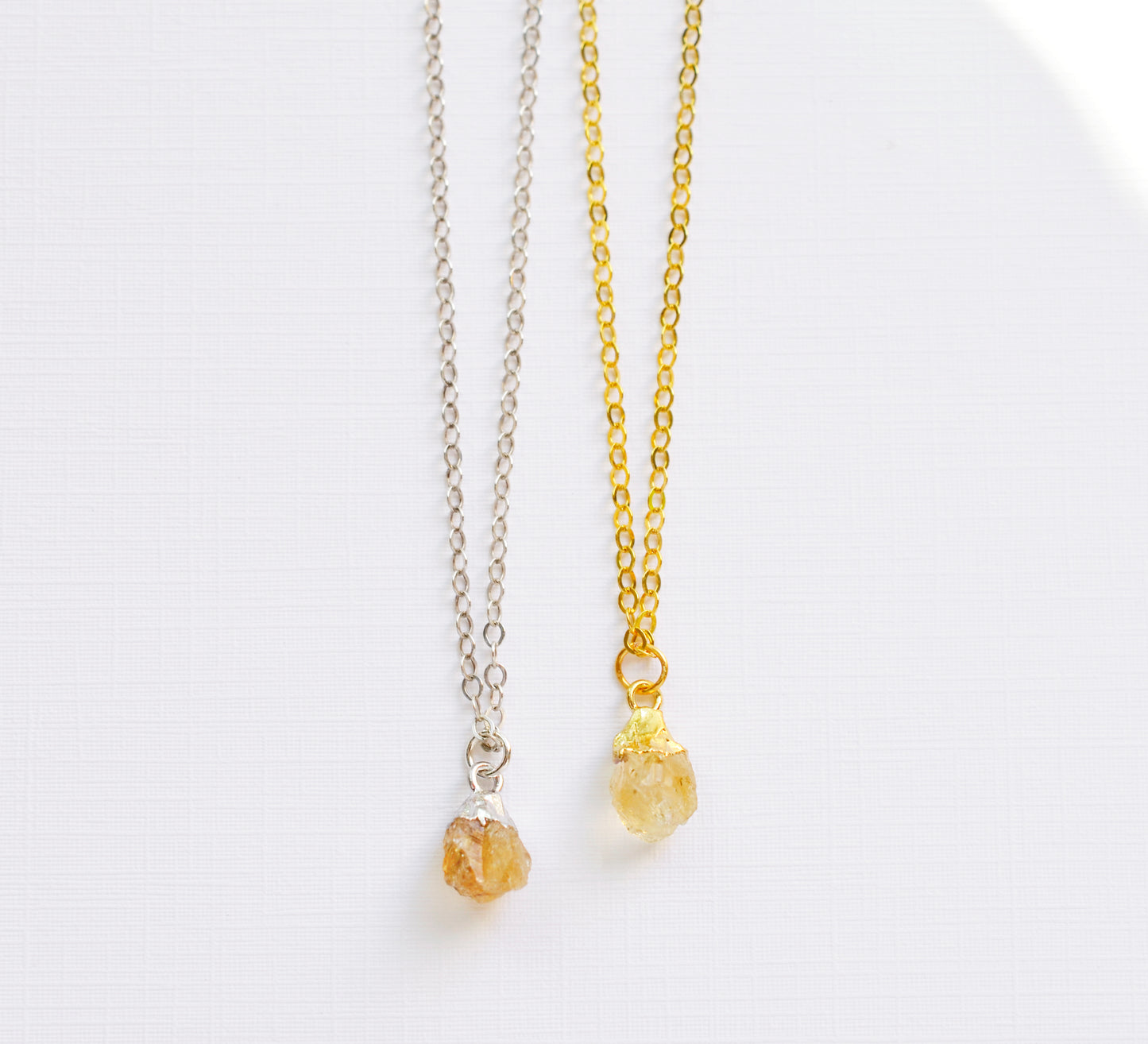 raw citrine necklace, yellow stone pendant, yellow crystal, healing crystal, bridesmaid jewelry, sterling silver, gold
