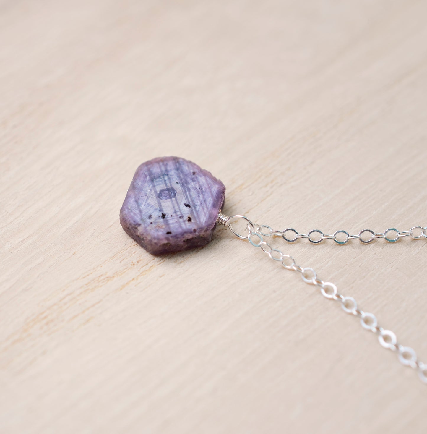 Raw ruby necklace, pink purple ruby pendant, ruby jewelry, ruby chain necklace, minimalist july birthstone