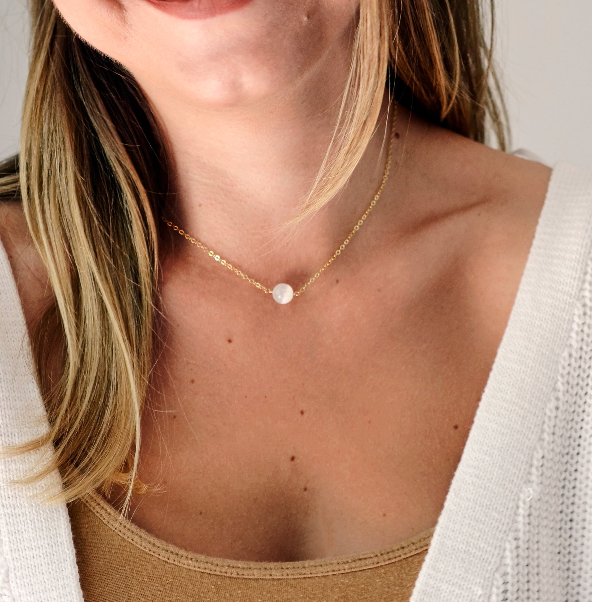 Selenite Necklace 14kt Gold Filled or Sterling Silver Small