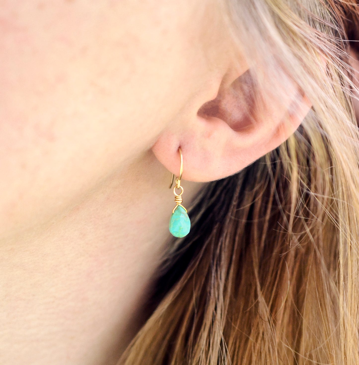 Dainty Arizona Turquoise Teardrop Earrings