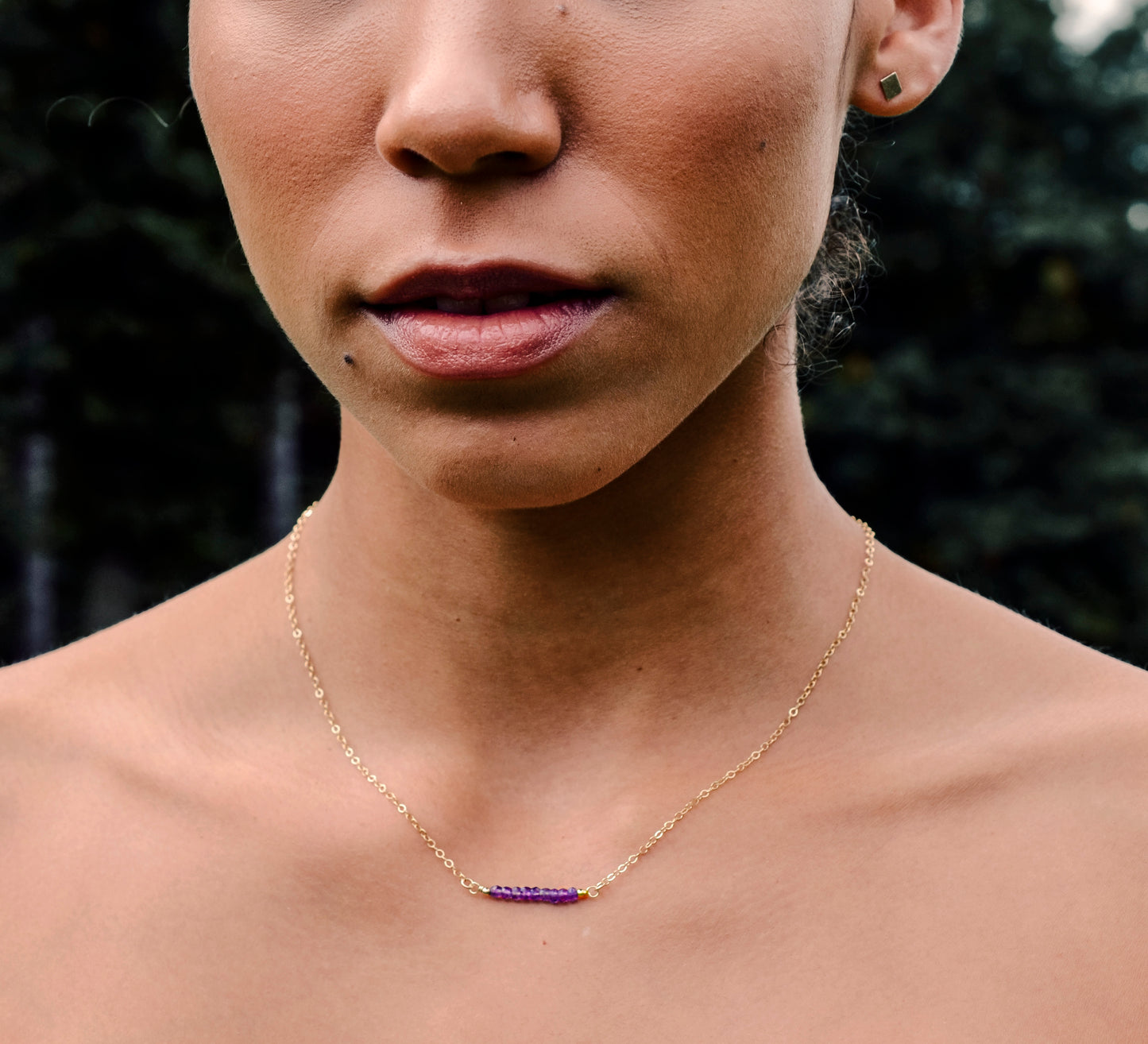 Amethyst Necklace Pendant, Stone Bar Necklace, Purple Gemstone, Purple Wedding Jewelry, Bridesmaid, silver, gold