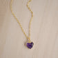 Purple Amethyst Heart Necklace, 14k Gold Filled or Sterling Silver