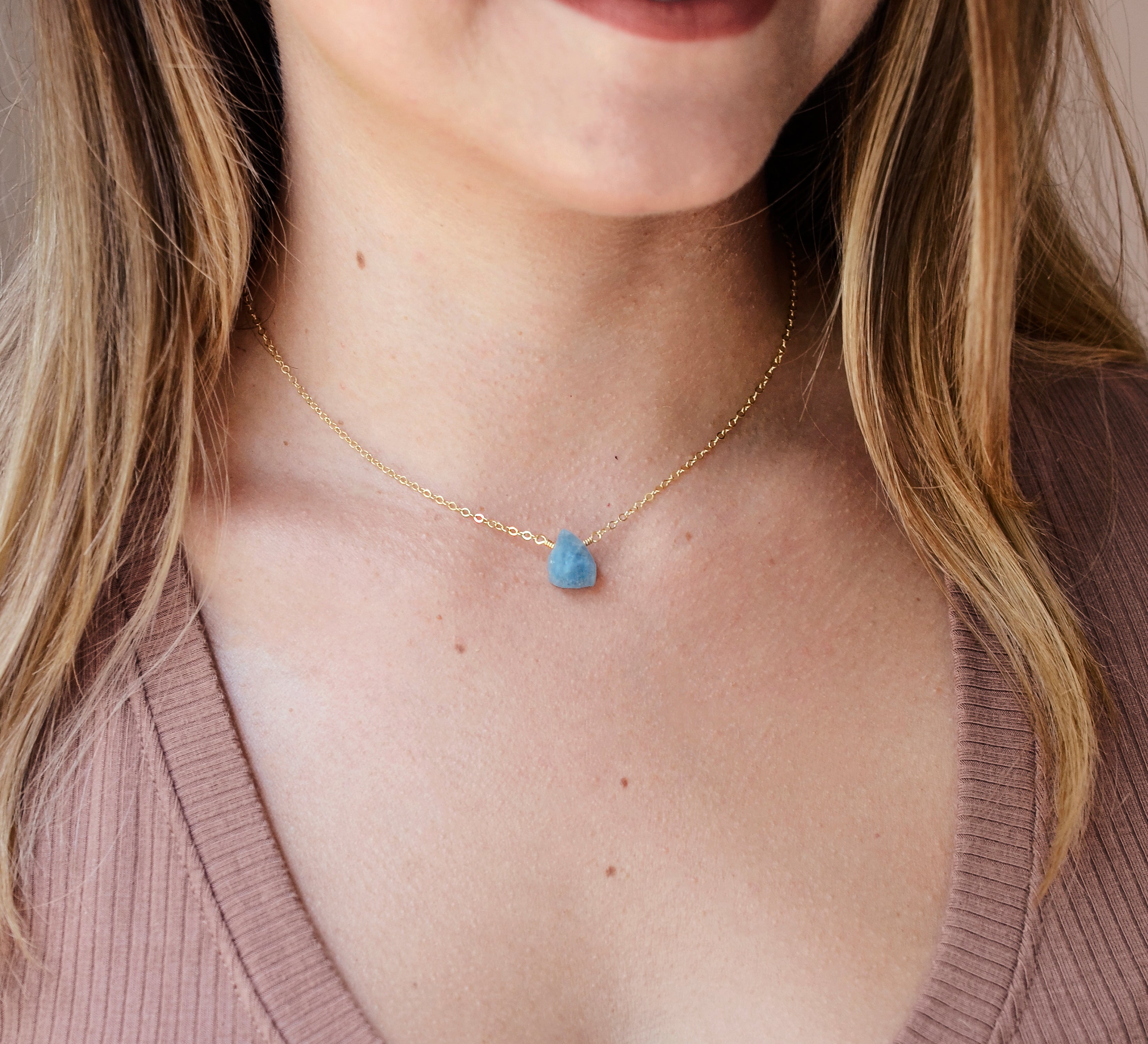 Natural Ocean Blue Aquamarine Crystal Stone Necklace Pendant - Temu Germany