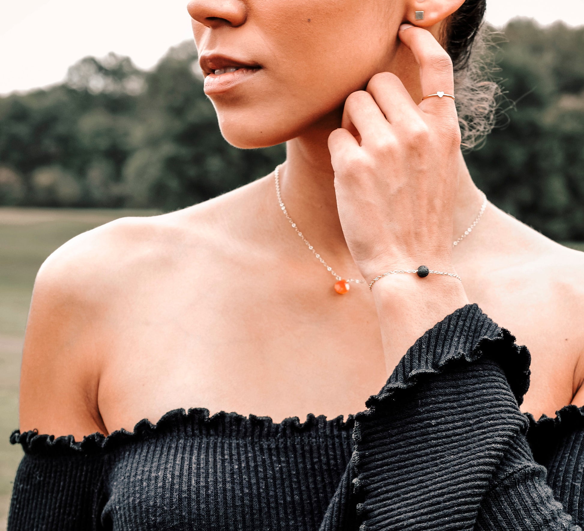 Genuine Orange Carnelian Necklace in Sterling Silver or 14k Gold Filled - Handmade Jewelry By GEMNIA Genuine Orange Carnelian Necklace in Sterling Silver or 14k Gold Filled - Handmade Jewelry By GEMNIA