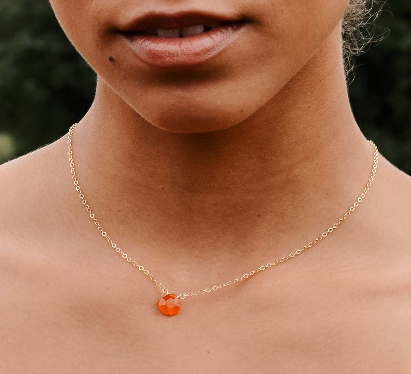 Orange Carnelian Necklace in Sterling Silver or Gold Filled, teardrop shape