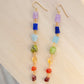 chakra earrings, gemstone chakra, rainbow jewelry, pride earrings, gold, silver