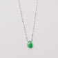 Chrysoprase necklace, green crystal pendant, chrysoprase jewelry, gold, sterling silver, crystal 