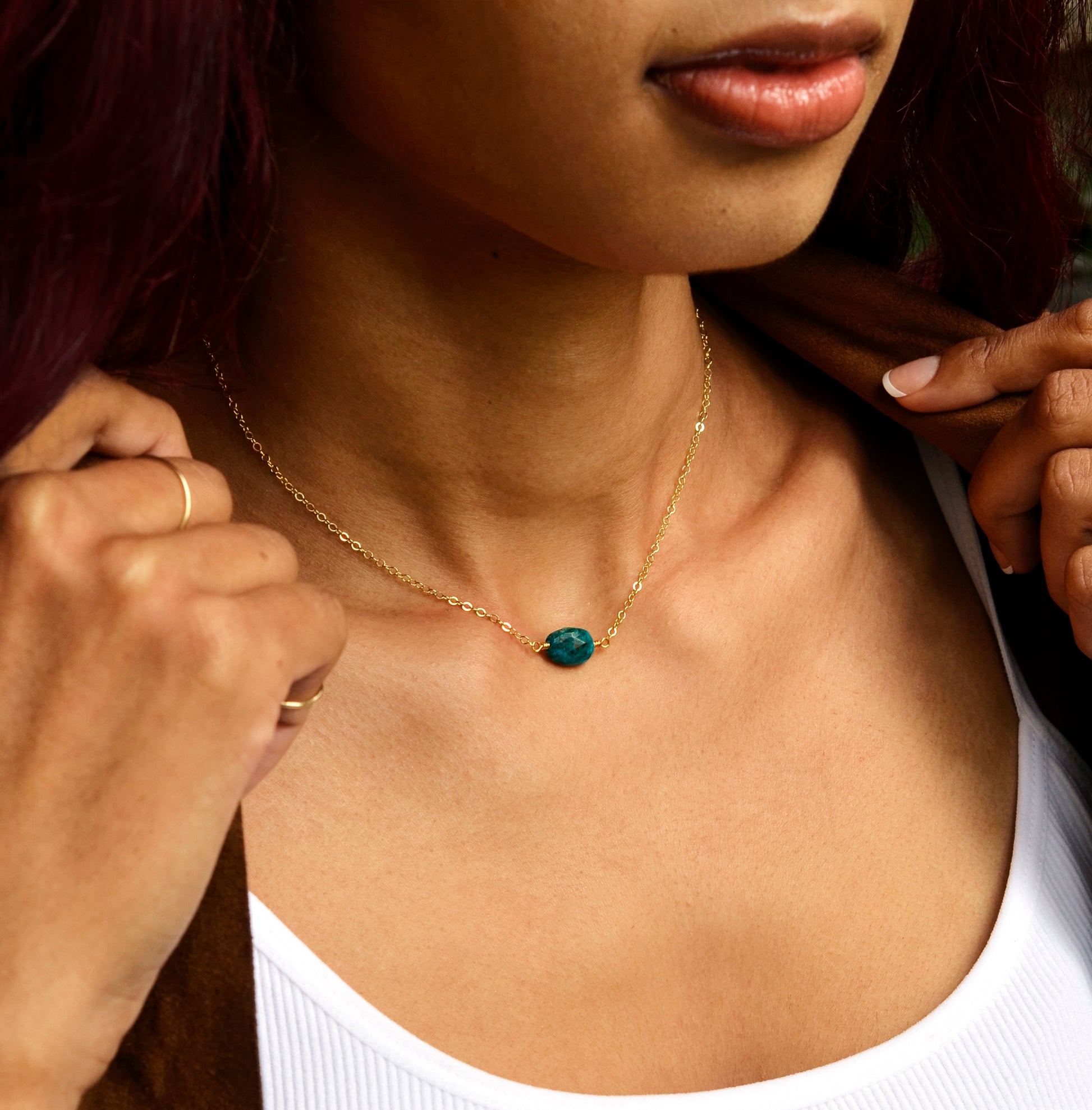 Natural Chrysocolla Necklace, Chrysocolla Pendant, Sterling Silver or 14k Gold Filled