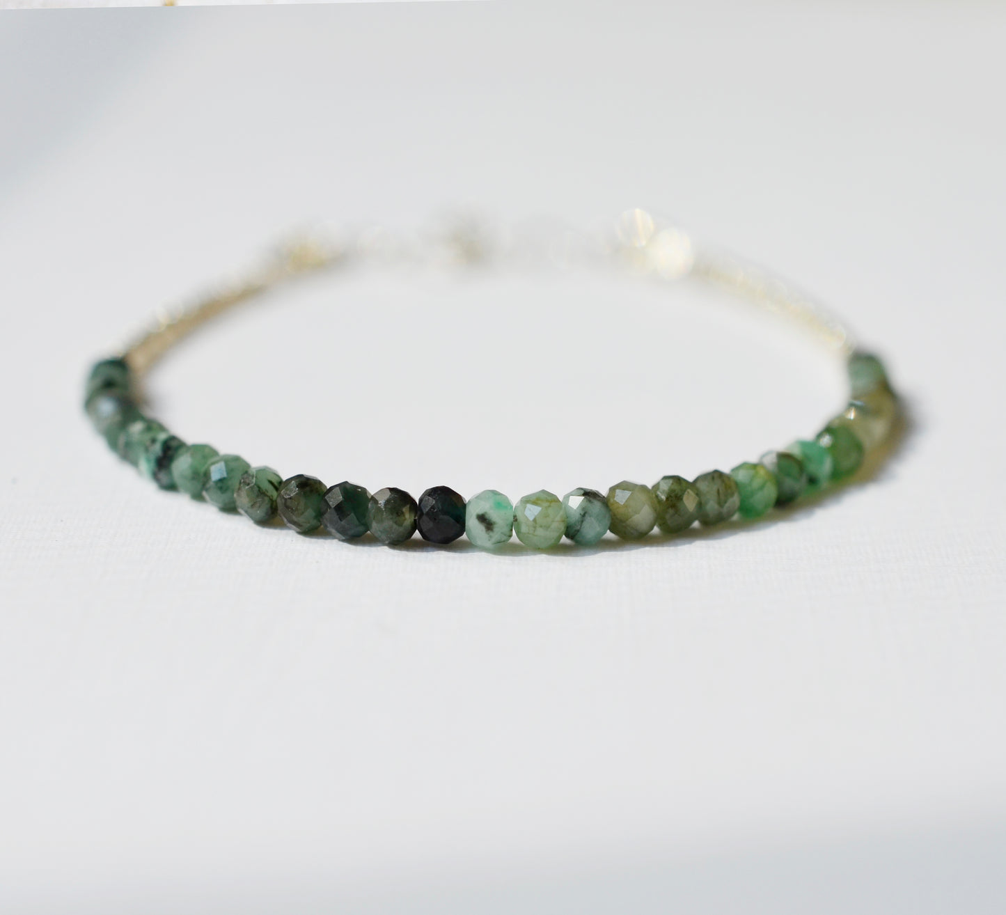 Natural raw green emerald bracelet, sterling silver, gold filled, beaded bracelet