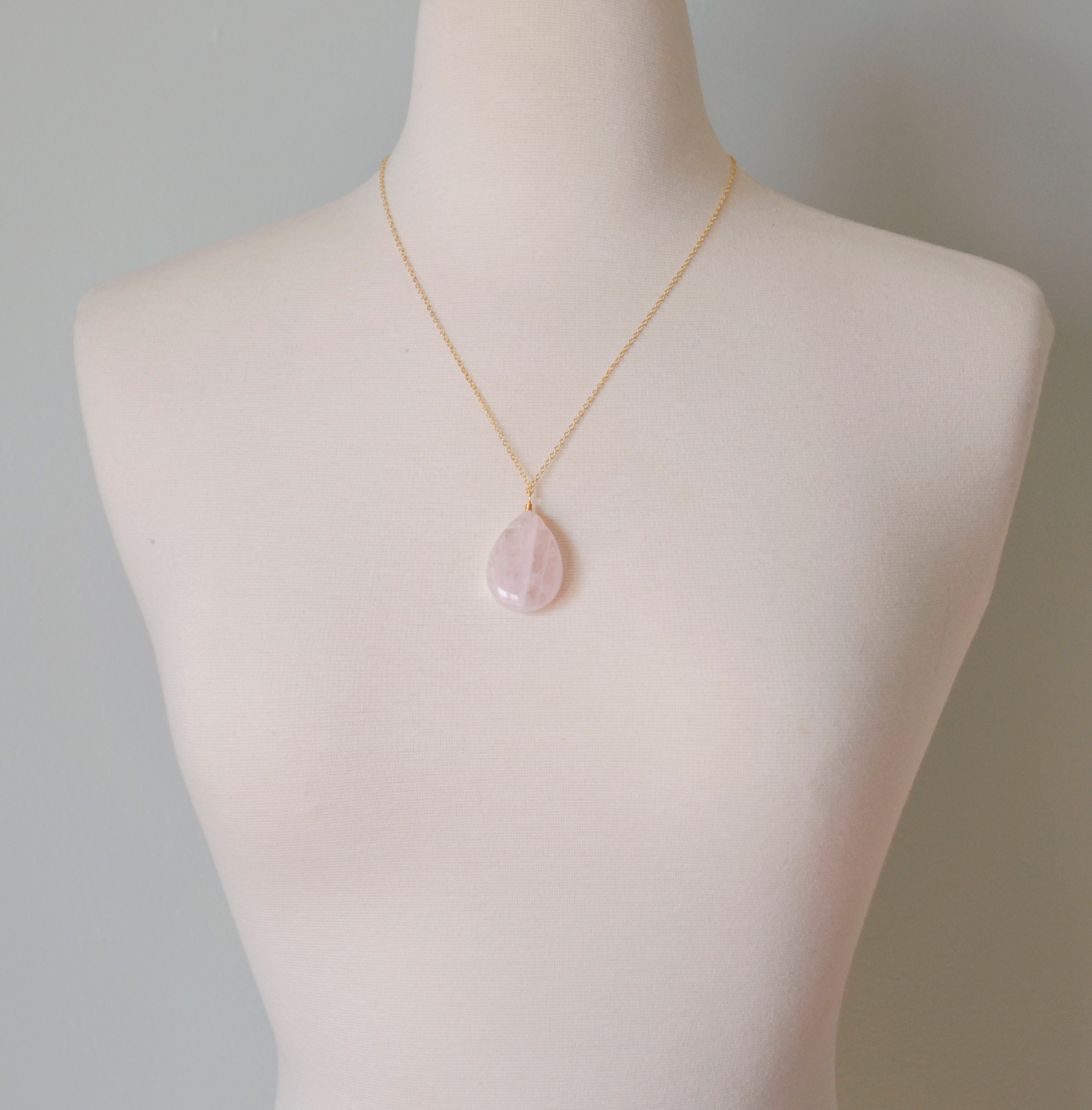 Rose quartz hot sale teardrop pendant