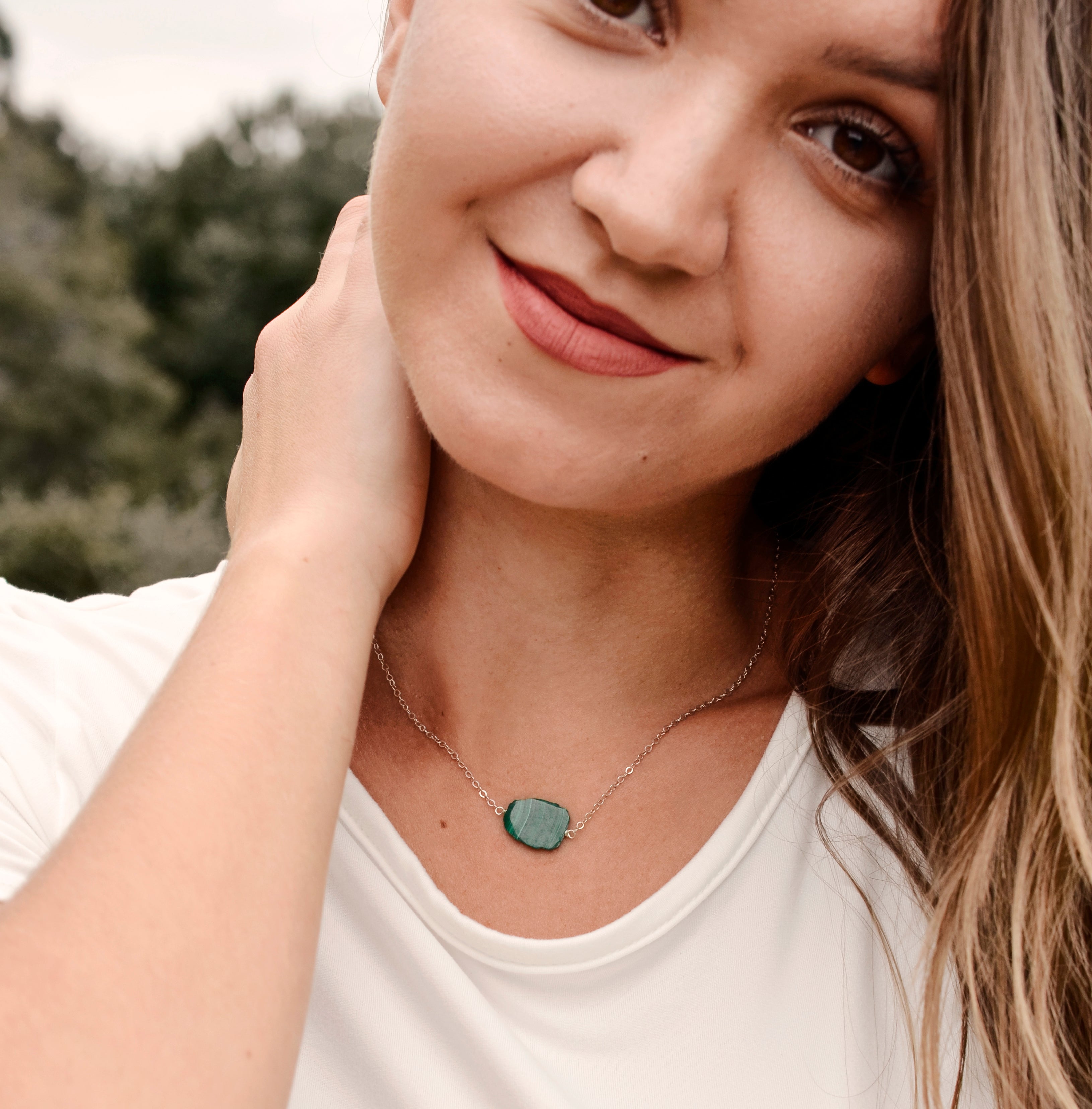 Raw Malachite | Necklace with natural stone pendant – TENET