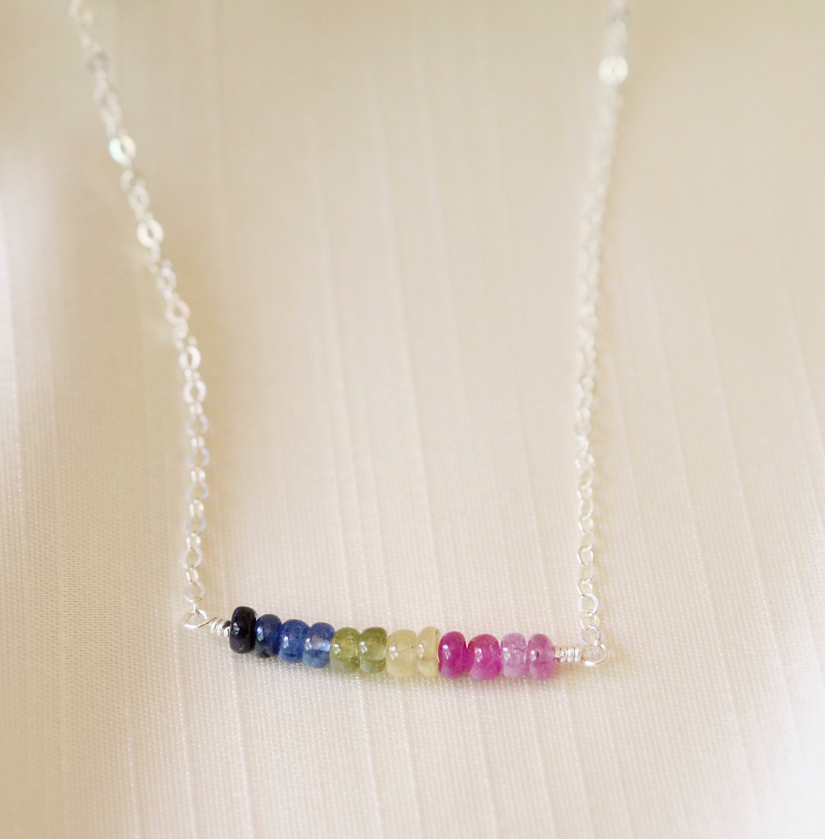 Multi Colored Sapphire Necklace, good September birthstone necklace