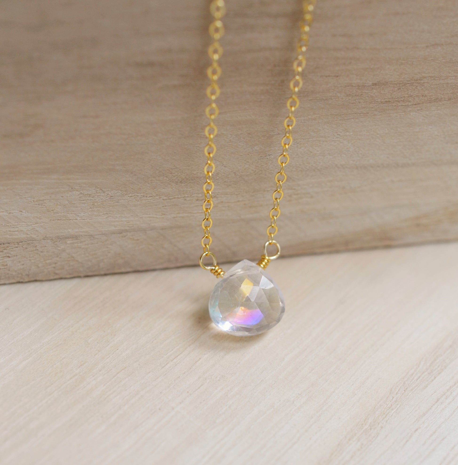 Rainbow Mystic Topaz Teardrop Necklace - Sterling Silver or Gold Filled, Gemstone Pendant