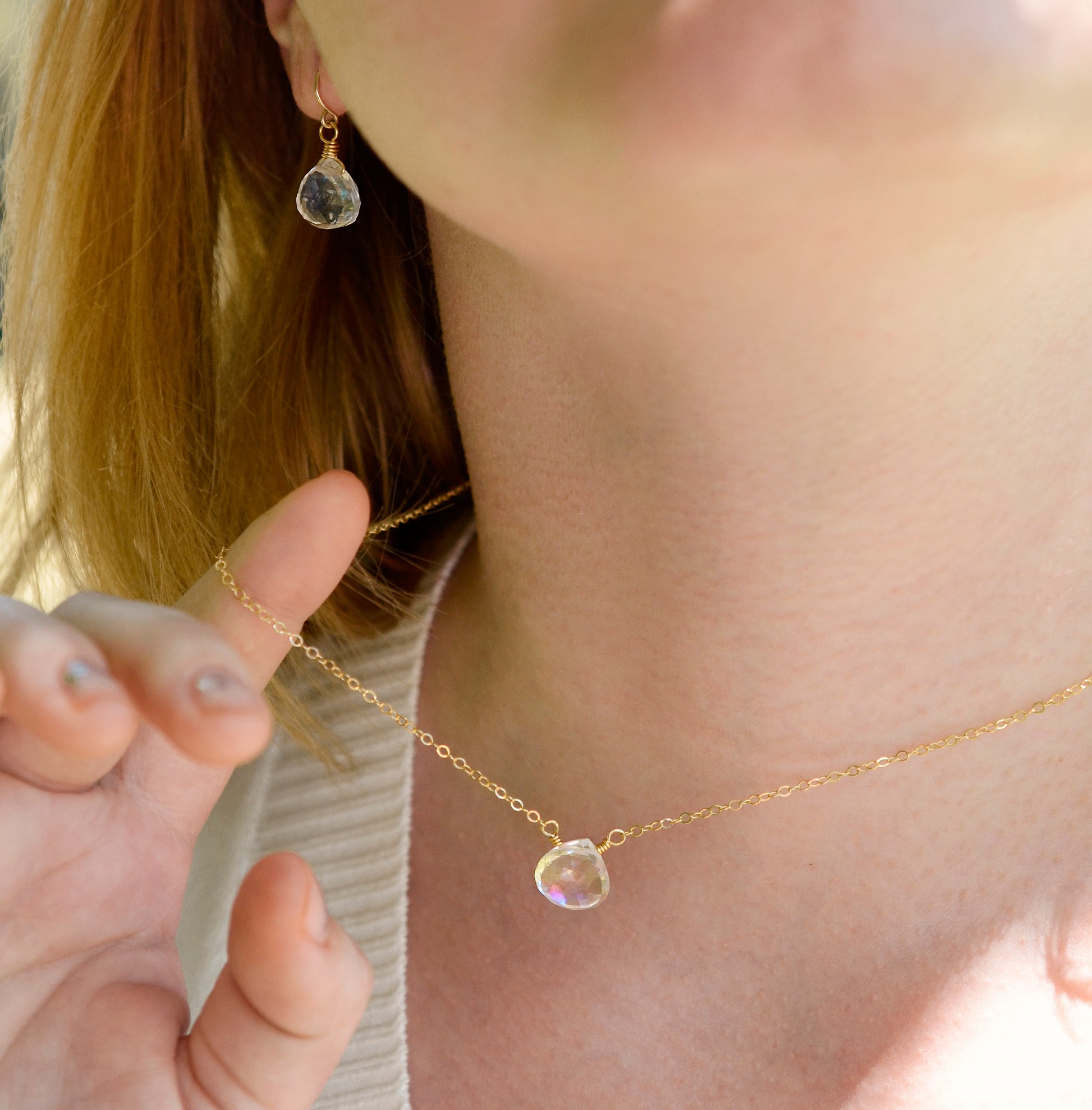 Rainbow Mystic Topaz Teardrop Necklace - Sterling Silver or Gold Filled, Rainbow Gemstone Pendant
