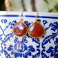 Red Onyx Teardrop Earrings, Silver or Gold