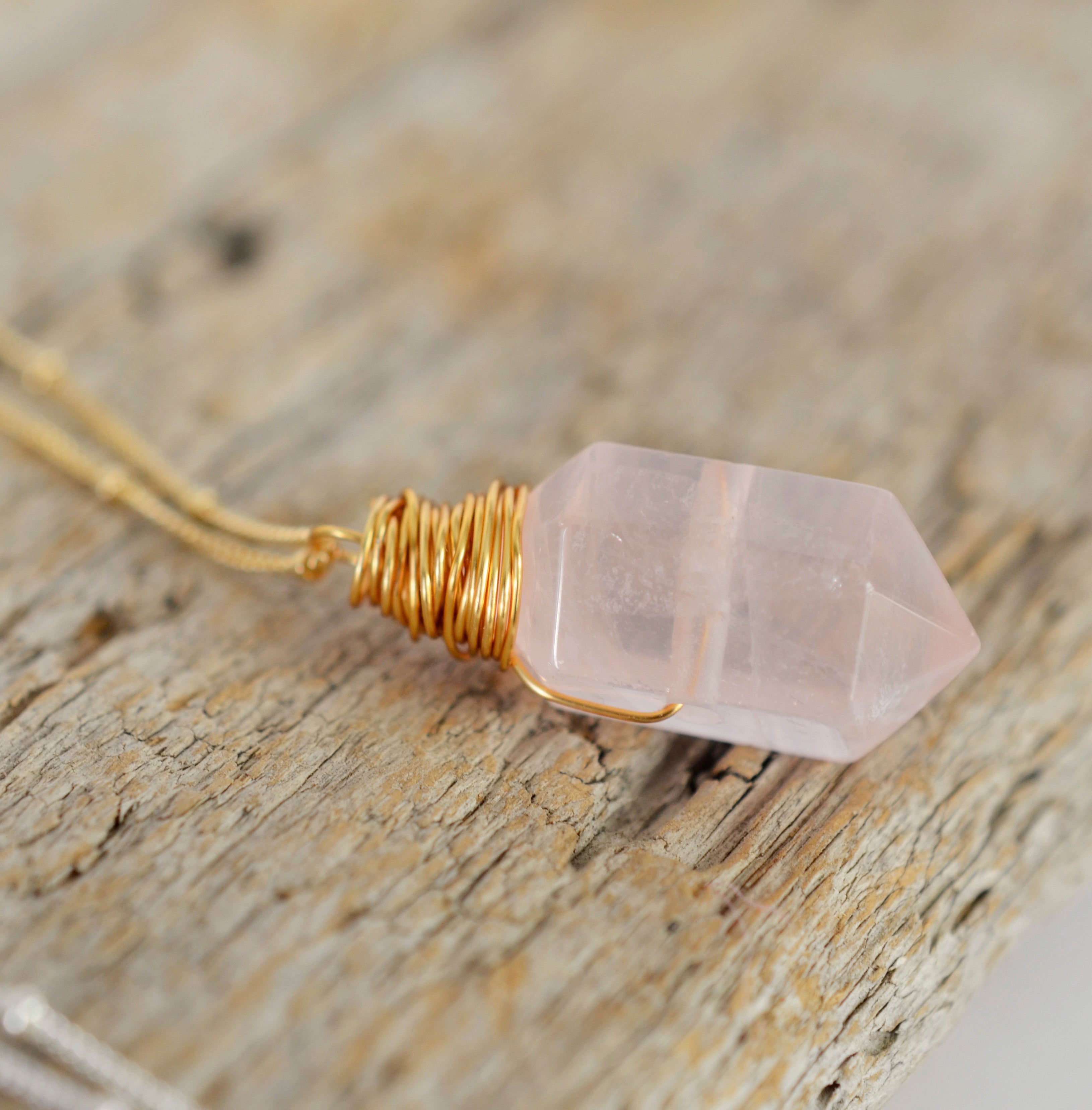 Buy Small Raw Pink Rose Quartz Crystal Nugget Necklace in Gold, Silver,  Bronze or Rose Gold January Birthstone Necklace Online in India - Etsy