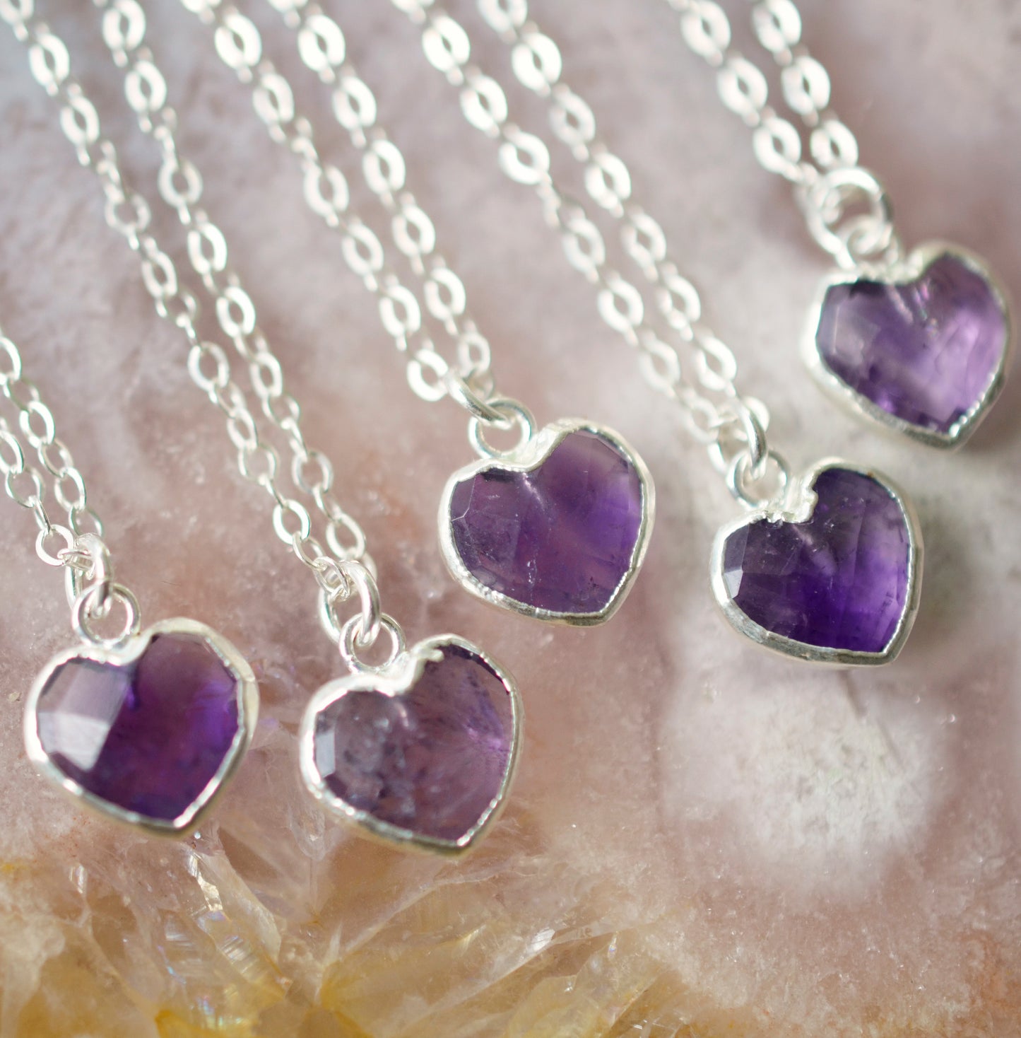 Purple Amethyst Heart Necklace, 14k Gold Filled or Sterling Silver